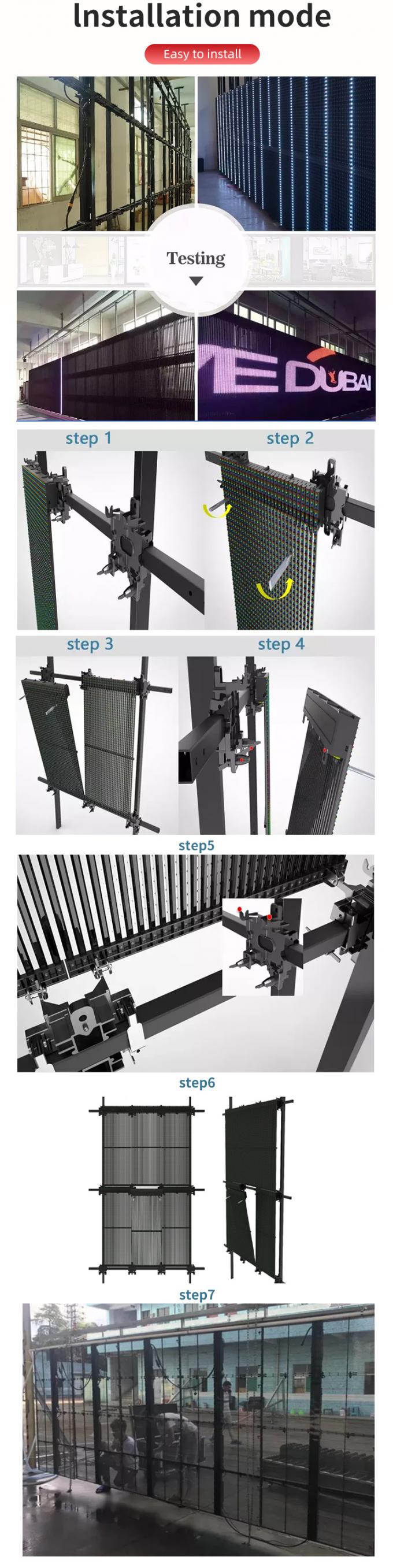 Прозрачный светодиодный экран Дисплей Прозрачное стекло Оконный светодиодный прозрачный видеоэкран Гибкая панель Высокая яркость Светодиодный экран 4