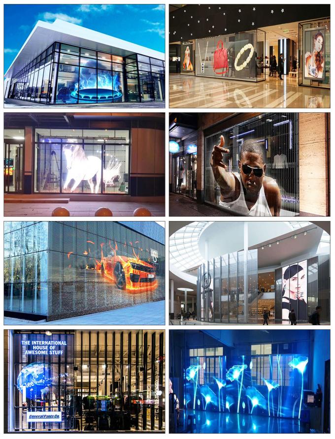 3.91-7.82mm Pixel Pitch Прозрачный светодиодный дисплей с 75% прозрачностью для расстояния просмотра 5-100 м 3